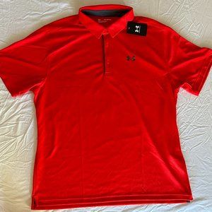 Under Armour Men's Polo T-Shirt UA Golf Performance Tee Loose-Fit Red NWT New